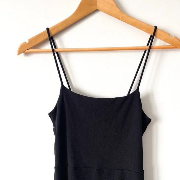 Aritzia Wilfred Free Addy Ribbed Knit Skinny Strap Mini Dress Black Sz Small - Picture 3 of 6
